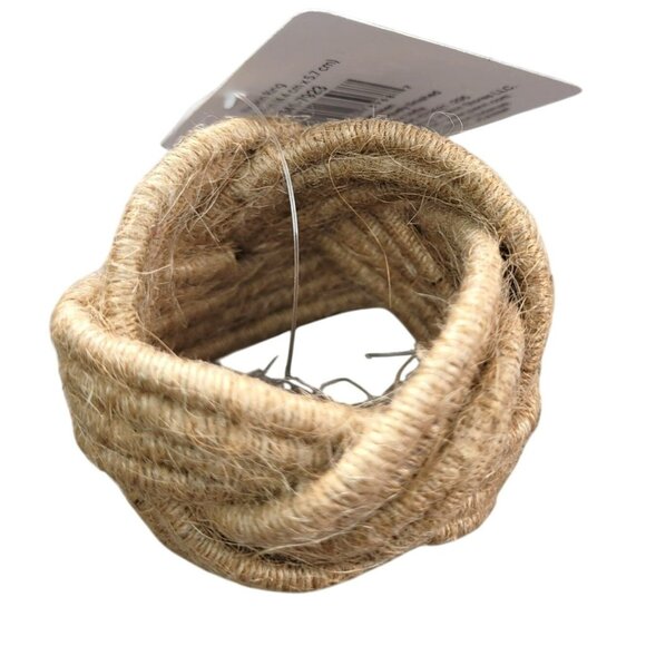 Napkin Rings 2 inch Brown Woven Natural Tan Set of 5 NWT  JH1826 - Picture 2 of 3